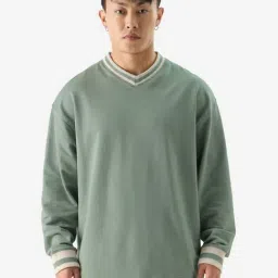 The Souled Store Green Oversized V Neck T-Shirt-picture-15
