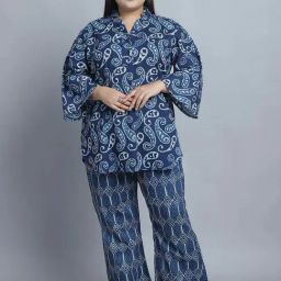 TAG 7 Blue Cotton Printed Top Pyjamas Set-image-33