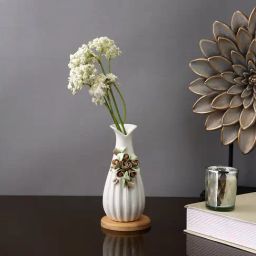 Tayhaa White Ceramic Floral Flower Vase-image-95
