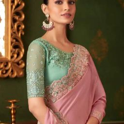 Saree Mall Mauve Chiffon Embellished Saree with Blouse Piece-picture-21