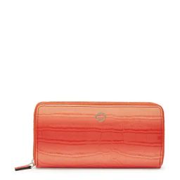Caprese Eva Coral Faux Leather Textured Zip Around wallet-12