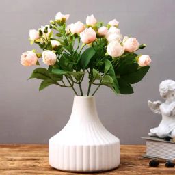 Tayhaa White Ceramic Geometric Flower Vase-image-28