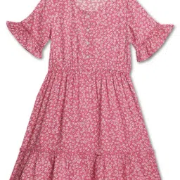 Cantabil Kids Pink Floral Print Dress-image-38