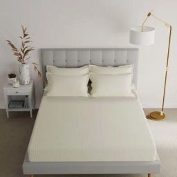 Boutique Living Musette White Cotton 600 TC King Size Bed Sheet with Pillow Cover-32