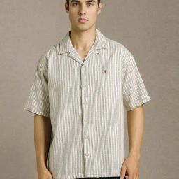 Louis Philippe White Relaxed Fit Striped Shirt-picture-31