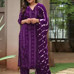 Aaghnya Women Bandhani Printed Kurta with Palazzos & Dupatta-30
