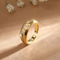 Cierra 18KT Gold-Plated Stone-Studded Adjustable Finger Ring-image-78