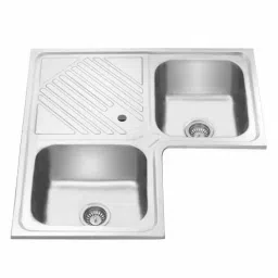 Jayna Signature Collection Symphony 36x36 inch Matt Finish Stainless Steel Double Bowl Kitchen Corner Sink with Drain Board, CS 01-image-12