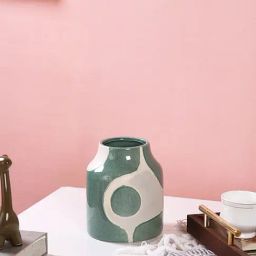 Tayhaa Green Ceramic Abstract Flower Vase-12