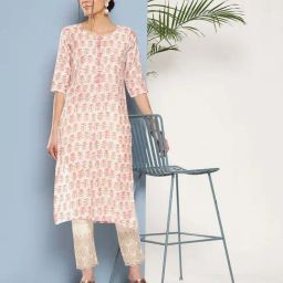 Libas Peach Printed Straight Kurta-image-75