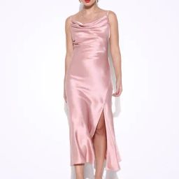 Showoff Pink Satin Regular Fit Dress-image-22