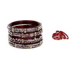 SOMIL Set of 8 Maroon Alloy Bangles-image-68