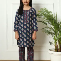 READIPRINT FASHIONS Kids Navy & Red Printed Kurti with Pants-image-49