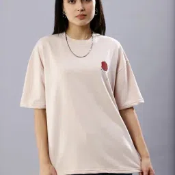 House Of RS Peach Printed Oversized T-Shirt-picture-6