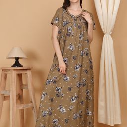 Sweet Dreams Women Pure Cotton Printed Maxi Nightdress-image-24