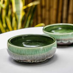 Home4U Block Print Green Ceramic Bowls - Set of 2 (130 ml)-14