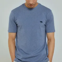 ANDAMEN Blue Melange Regular Fit Crew T-Shirt-image-23