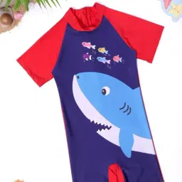Bubble Berry Girls Blue Printed Swimsuit-picture-1