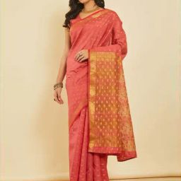Soch Peach Silk Woven Saree With Unstitched Blouse-picture-13