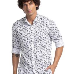 Parx Black Cotton Slim Fit Printed Shirt-picture-16