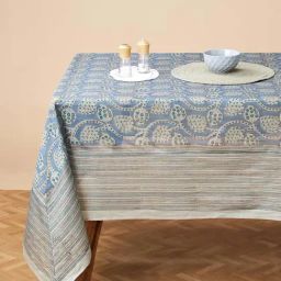 Fabindia Falak Grey Cotton Silk 4 Seater Table Cover-17