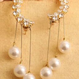 Sohi Gold Plated Party Pearls Hoop Earrings-0