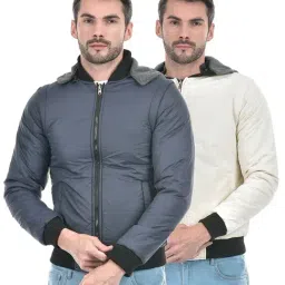 Lawman Pg3 Blue & Cream Regular Fit Reversible Jacket-image-61