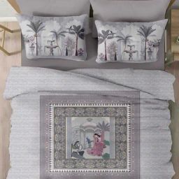Ariana CAPRI Lavender Cotton 400 TC Double Size Bedsheet With 2 Pillow Covers-image-10