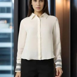 Van Heusen Beige Regular fit Solid Shirt-image-9