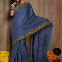 Unnati Silks Blue Pure Cotton Printed Saree With Unstitched Blouse-picture-41