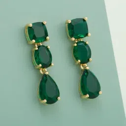 Kushal's Fashion Jewellery Green Gold Polished Zircon Earring for Women-picture-6