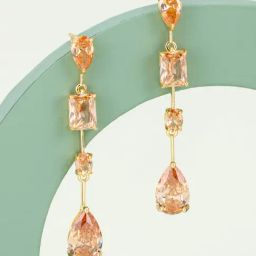 Kushal's Fashion Jewellery Champagne Gold Polished Zircon Earring for Women-picture-5