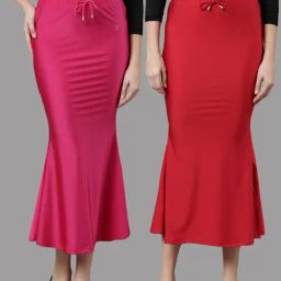 TWIN BIRDS Fuchsia & Red Plain Saree Shapewear - Pack Of 2-image-87