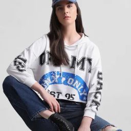 Only White Graphic Print Cropped Hoodie-picture-7
