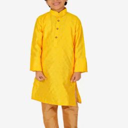 Pro-Ethic Style Developer Kids Yellow & Beige Printed Full Sleeves Kurta with Pyjamas-picture-22