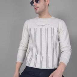 Crimsoune Club Grey Regular Fit Striped Sweatshirt-image-31