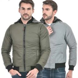 Lawman Pg3 Olive & Grey Regular Fit Reversible Jacket-image-15