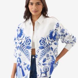 The Souled Store White & Blue Printed Shirt-image-77
