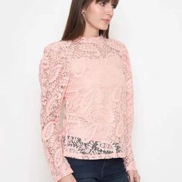 MADAME Pink Lace Pattern Top-picture-6