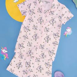 Pantaloons Junior Pink Cotton Printed Shirt Set-image-107