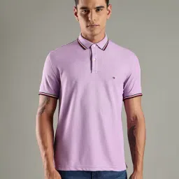 TOMMY HILFIGER Purple Solid Regular Fit Cotton Polo T-Shirt-picture-48