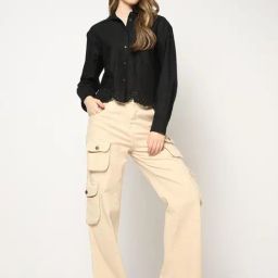 GAP Black Cotton Embroidered Long Sleeves Shirt-image-84