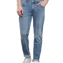 Calvin Klein Light Blue Cotton Straight Fit Jeans-picture-32