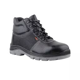 Fuel Steel Toe Safety Shoes High Ankle Double Density PU Sole Black, BOB-High Cut Size UK 10-2