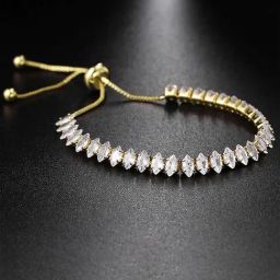 Peora Gold-Plated Cubic Ziroconia Studded Charm Bracelet-image-19