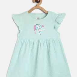 MINIKLUB Kids Mint Green Printed Dress-image-69