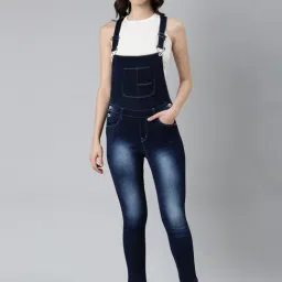 SHOWOFF Dark Blue Denim Maxi Dungaree-image-13