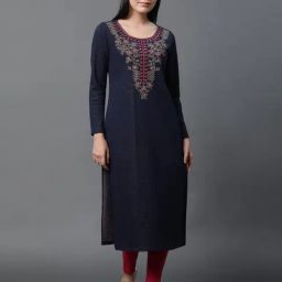 Aurelia Blue Embroidered Straight Kurta-image-25