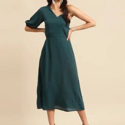 DODO & MOA Green A-Line Dress-image-80
