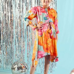 Peppermint Girl Print Shirt Collar A-Line Dress-image-13